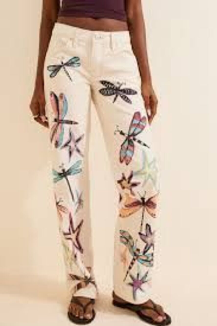 Free People Tennessee Printed Low-Rise Illusions Jeans